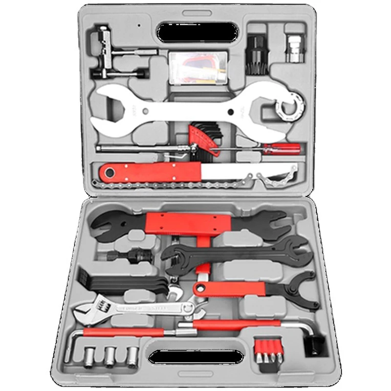 

44pcs/box Mountain Bike Toolbox Set Repair bicycle tools Repair Tires Flywheel Shaft Removal Demolition Accessories Lightweight