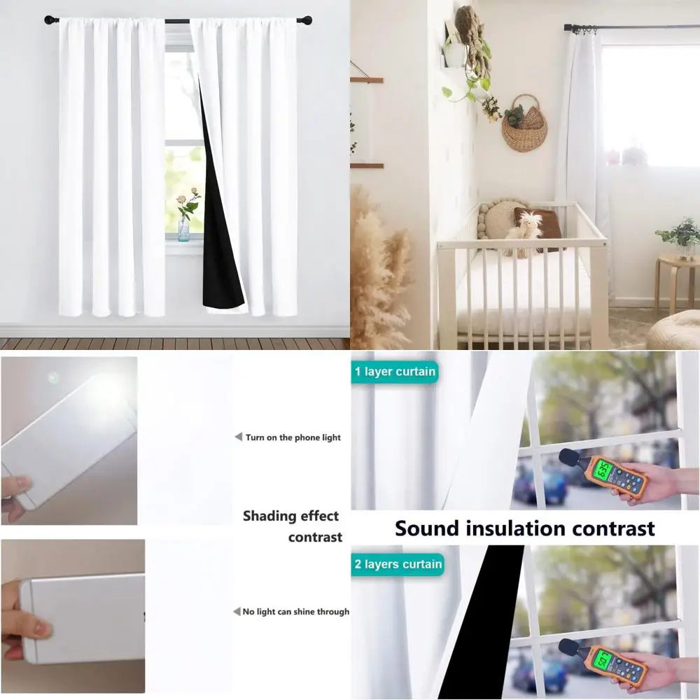 

Плотные шторы премиум-класса NICETOWN с карманом для стержней и черной подкладкой, длина 72, для детской комнаты, полная светозащита