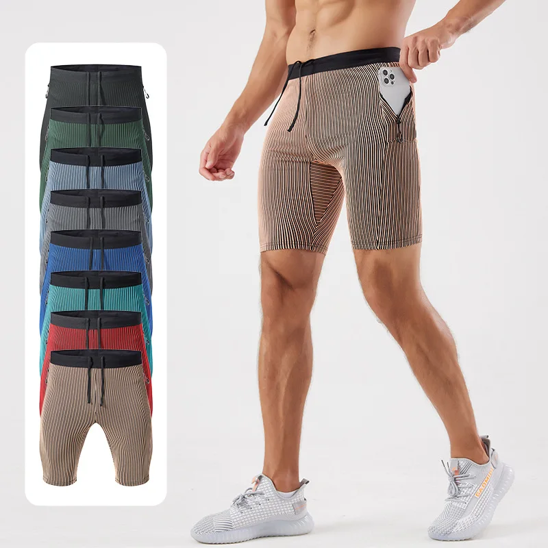 Outdoor Running Quick-drying Tight Shorts Men\'s Sports Fitness Five-point Pants Stretch Breathable L Training Compression Pants