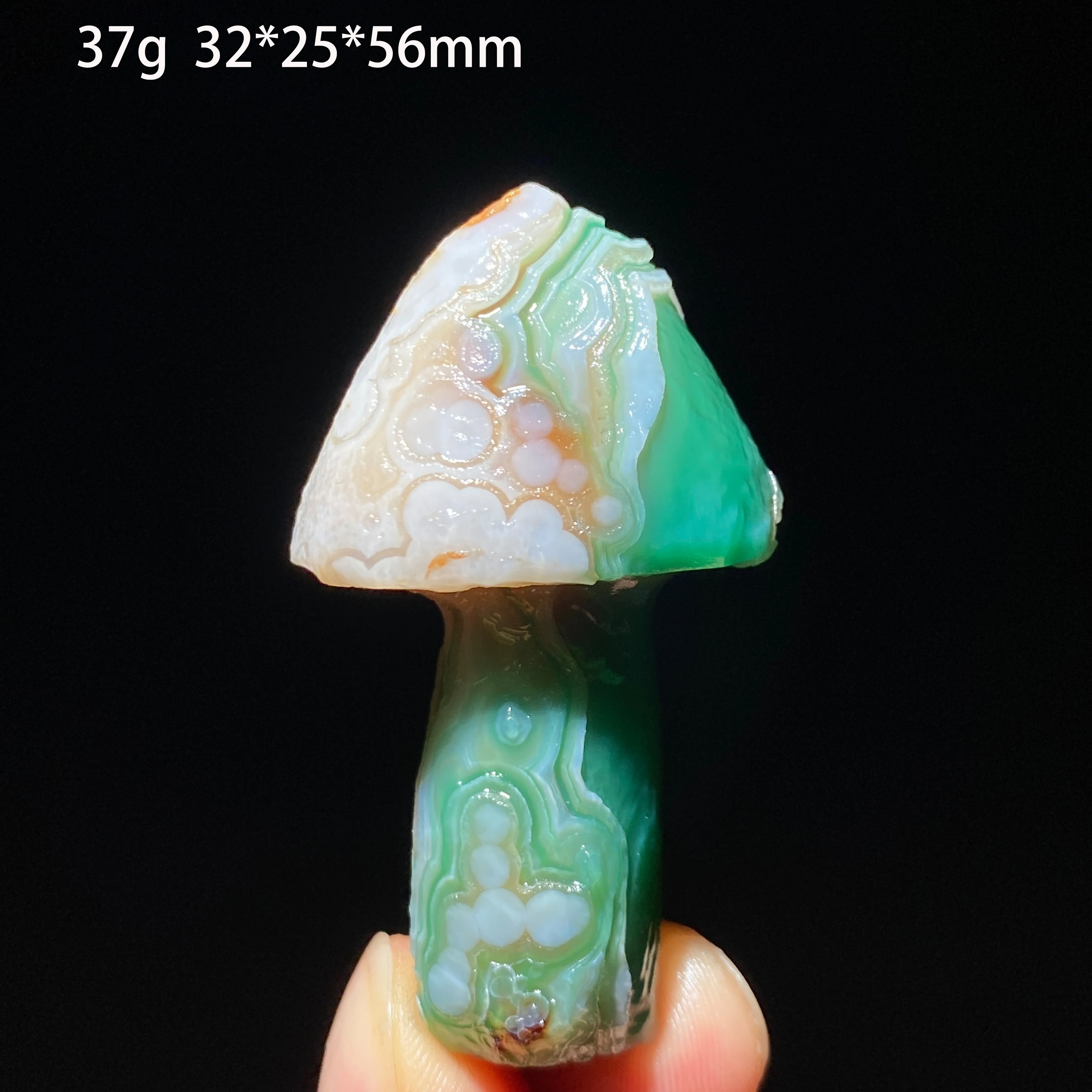 Natural Sardonyx Green Agate Alxa Gobi Eye Mushroom Mineral Specimen Energy Crystal Chakra Reiki Healing Stone Garden Decor Gift