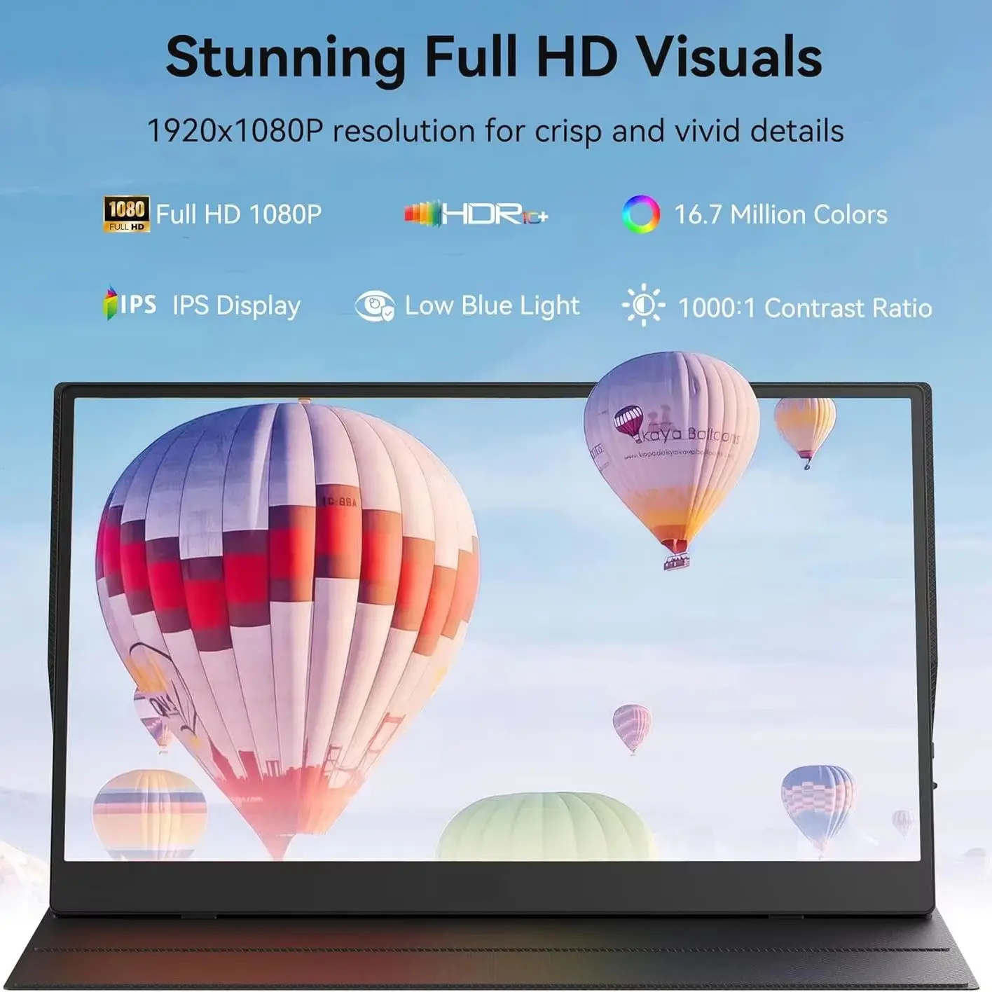 15.6 Inch Portable IPS Monitor FHD 1920×1080 72%sRGB with Type-C Mini HDMI Large Screen Second Display for Laptop PC PS Office