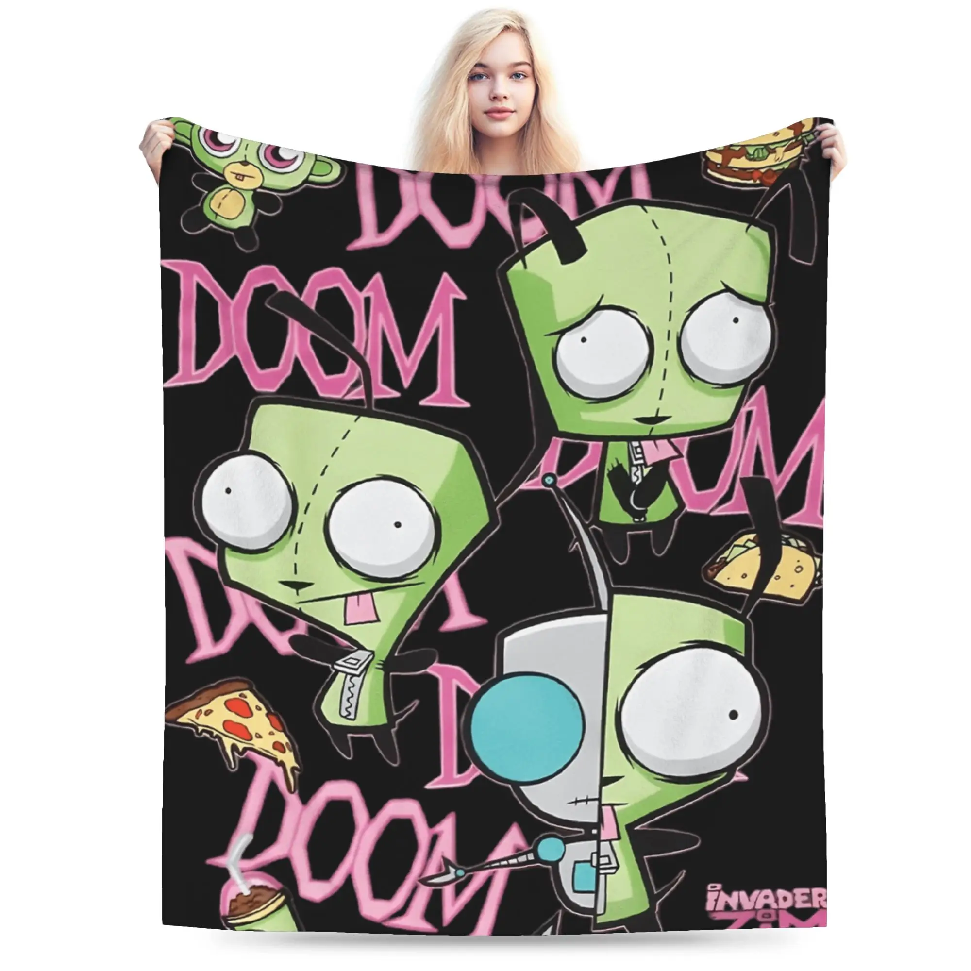 Mantas de felpa de Invaders Zims, manta de franela para niños para decoración del hogar, colcha de calidad DIY personalizada suave y cálida, regalo