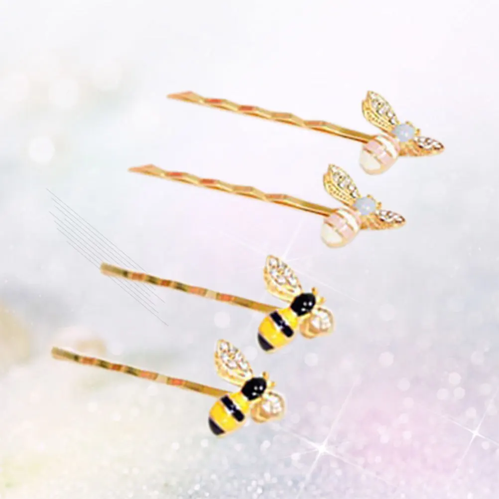 

4Pcs Bee Hairpins Cute Alloy Clips for Women Fashion Hair Accessories Wedding Party Daily Wear Honeybee Barrettes Bobby