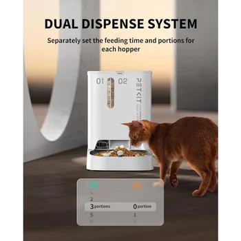 PETKIT Automatic Cat Feeder with Camera,1080P HD Video with Night Vision,Double Hopper Pet Feeder for Cats Dogs with 2-Way Audio 4