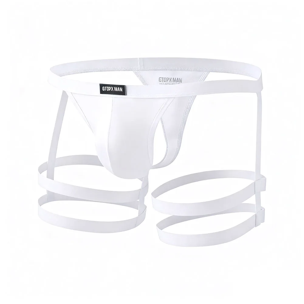 Mens breathable elastic thong briefs suspender low rise with U convex pouch design suitable for spring summer autumn winter