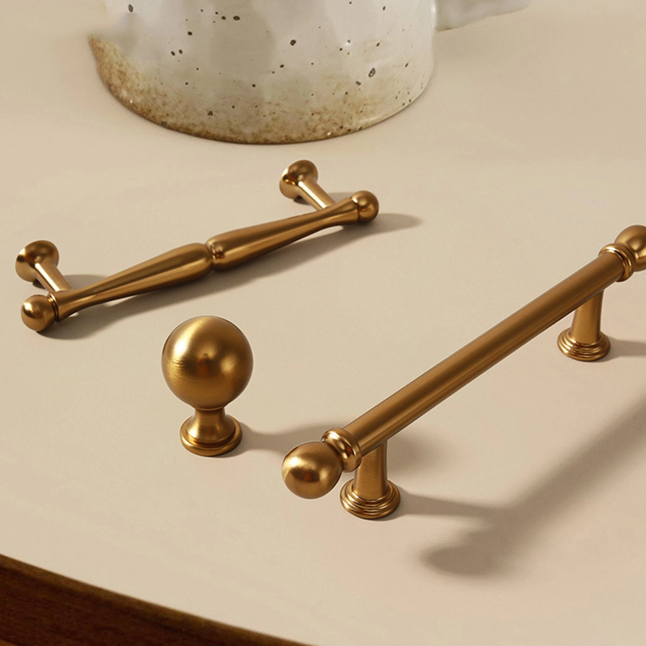 Tea Golden Cabinet Handles Zinc Alloy Wardrobe Pulls Chinese Style Bookcase Drawer Door Knobs Modern Kitchen Accessories 192mm