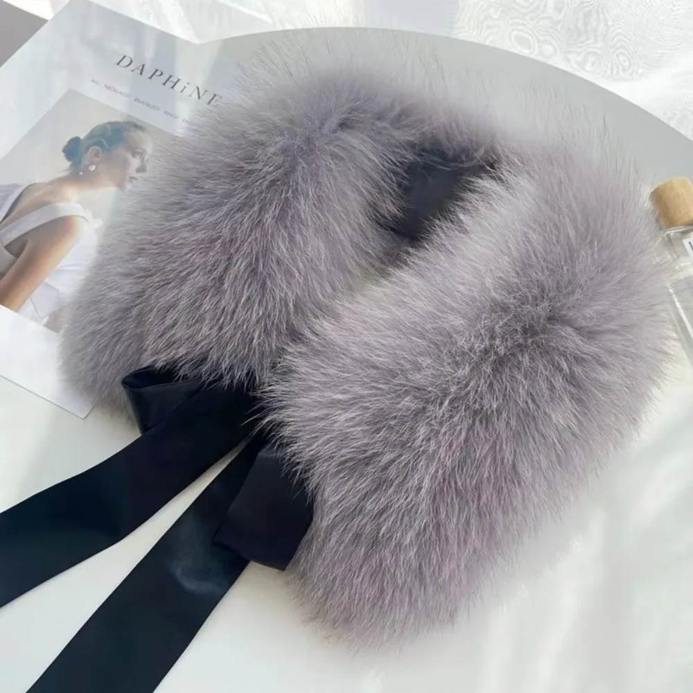 

Новый теплый шарф с меховым воротником из искусственного меха, мягкая накидка на шею, пушистый ультра-шейный шарф для холодной погоды