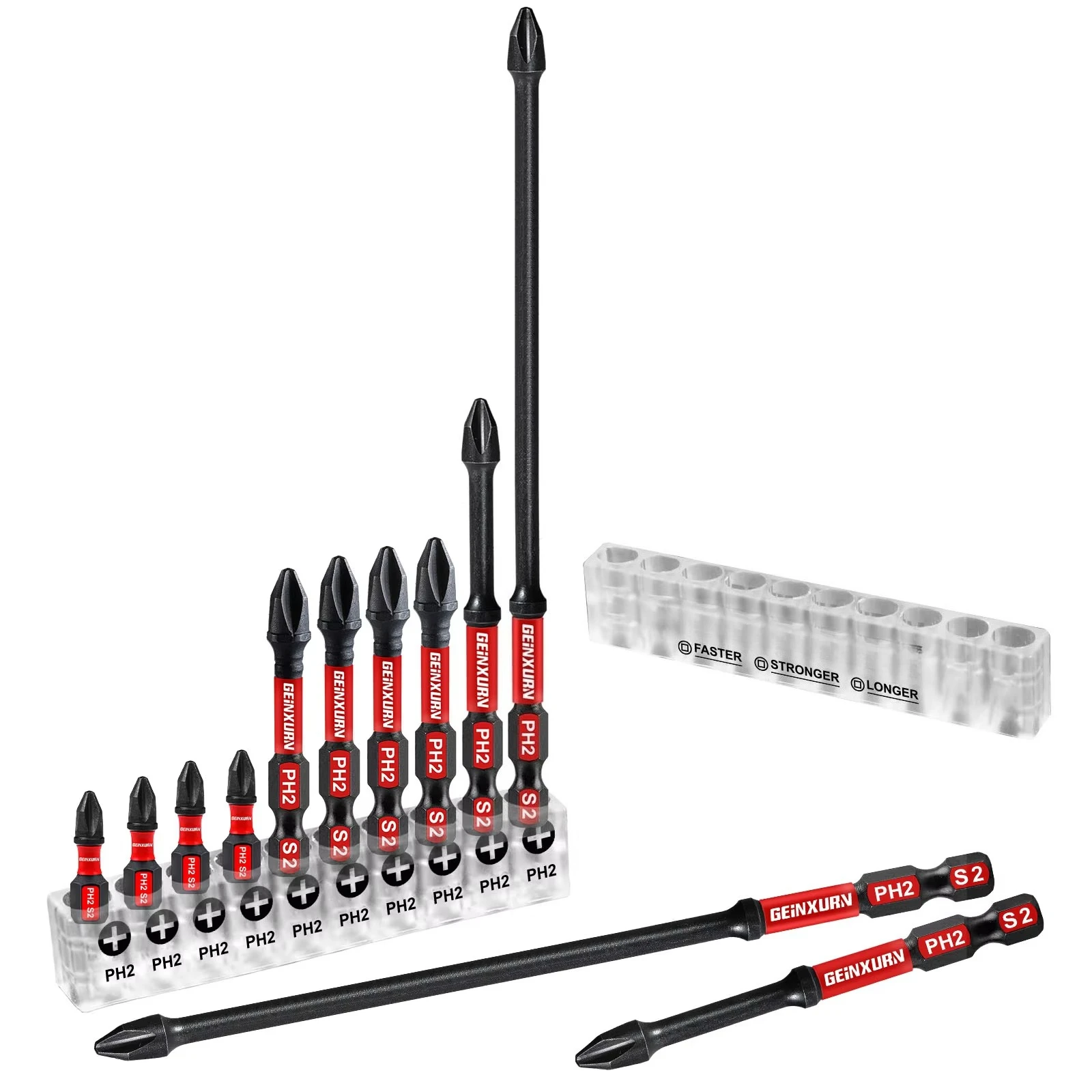 Zestaw bitów do wkrętarki o wysokim momencie obrotowym, stal S2, do przemysłu meblowego, PH2 D2-PH2, 10 sztuk/zestaw, 25mm/50mm/75mm, DIY OEM, dostępne w magazynie w USA.