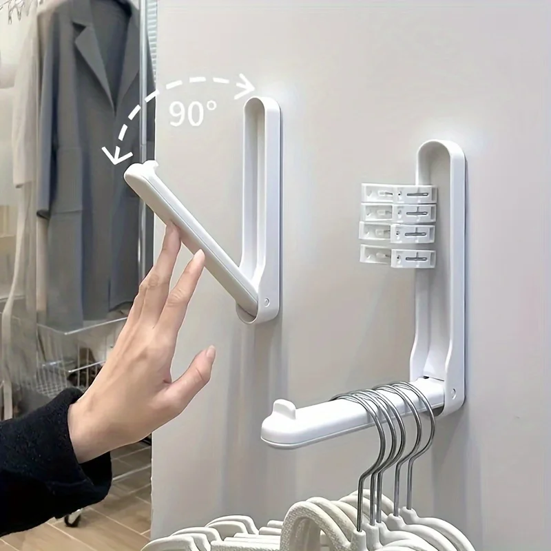 

2pcs Clothes Hanger Storage Artifact Punch-free Balcony Organizer Multi-functional Household Retractable Wall-mounted