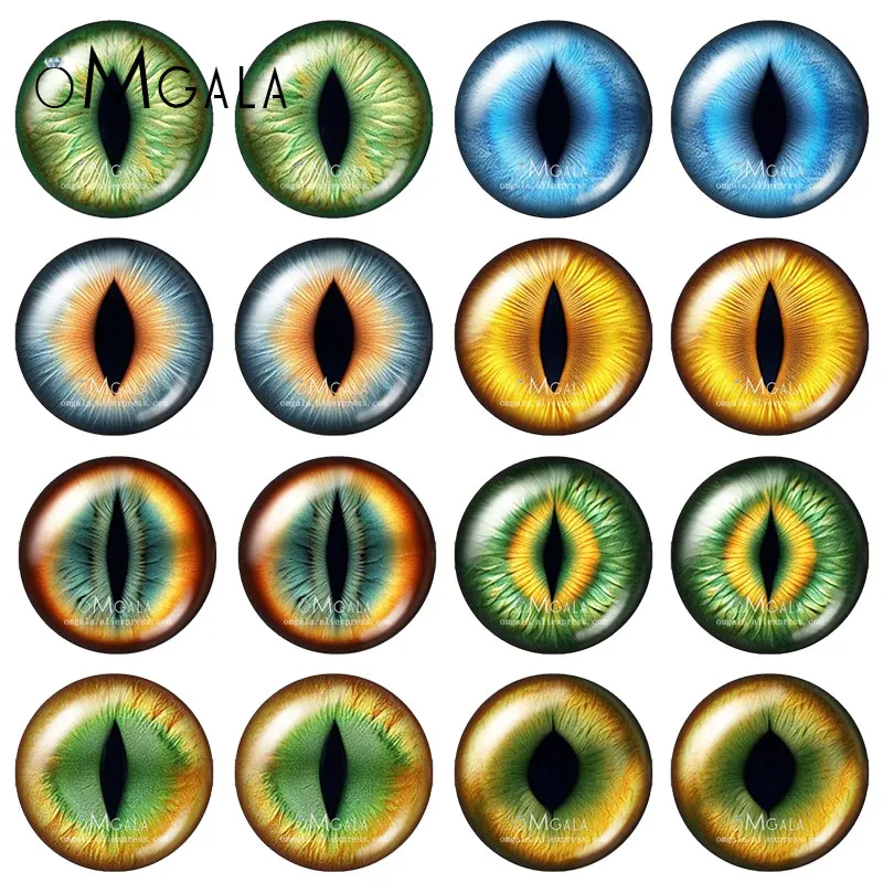 5Pairs 8-40mm Glass Cabochons Dragon Cat Eyes Round Vertical Pupil Eye Cameo Toy Doll Dome Jewelry Making Accessory