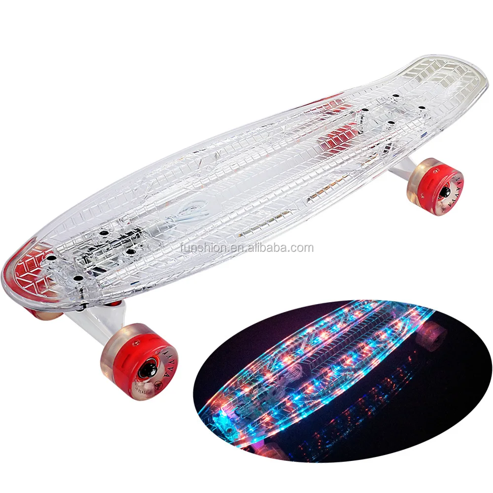 New LED Skateboard Transparent Skate Board Light Deck with Flashing LED Wheels