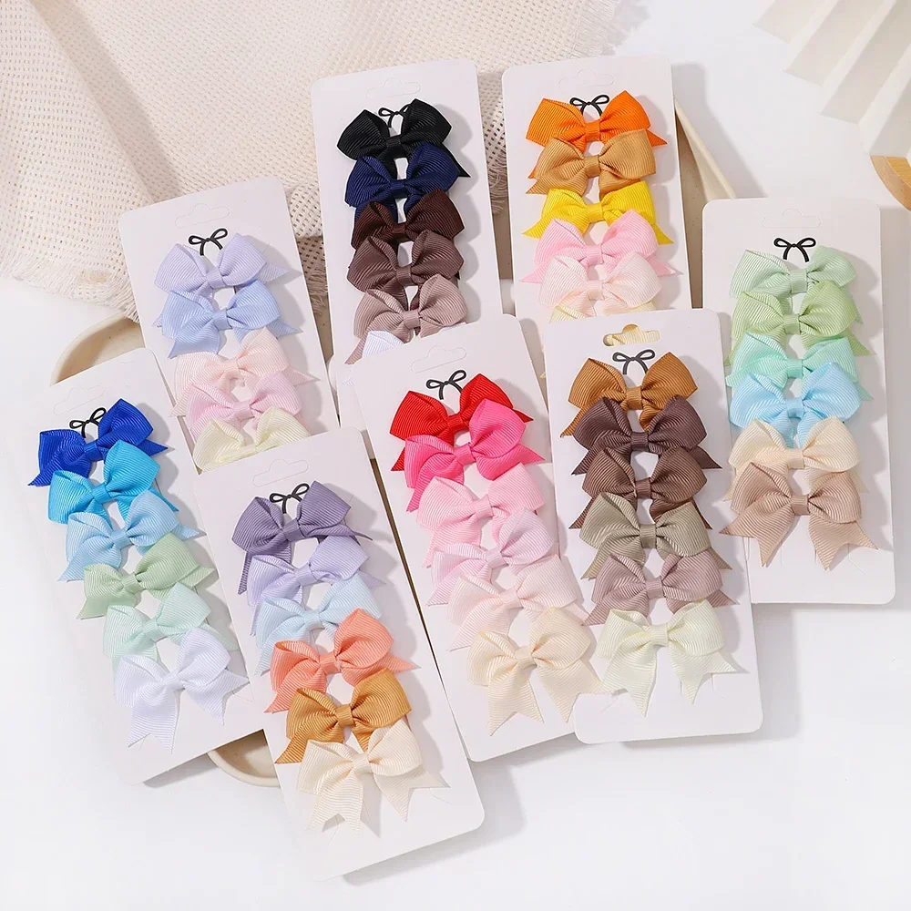 

6/10pcs Baby Hair Bows Hair Clips Sets Solid Color Mini Cheer Bow Hairpin Children Lovely Hairgripe Toddler Boutique Headwear