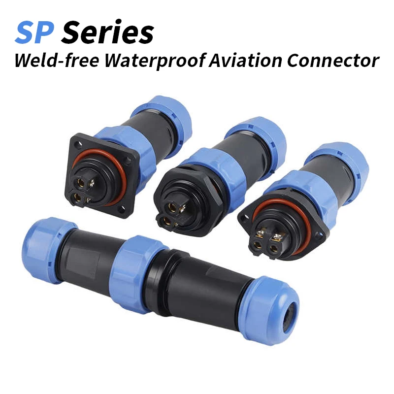 5A 10A 20A 25A IP68 Welding-free Aviation Plug Waterproof Wire Docking Connector Male Female Flange Connector Socket SP17 SP21