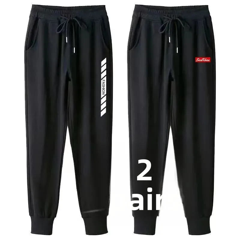 

Мужские большие размеры, летние осенние тонкие эластичные свободные дышащие повседневные брюки из ледяного шелка, модные универсальные спортивные брюки с прямыми штанинами...