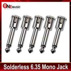 12Pcs DIY Straight Audio Solderless 6.35 Mono Jack Solder Free Jack Guitar Connector Chrome