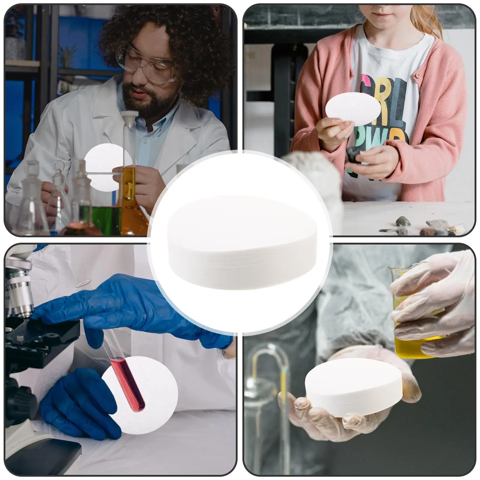 100PCS Qualitative Filter Paper Medium Flow Rate Lab Chemistry Experiment Discs Teaching Equipment School