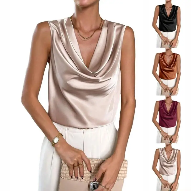 

31BF Женская верхняя свободная базовая блузка без рукавов Женская повседневная рубашка