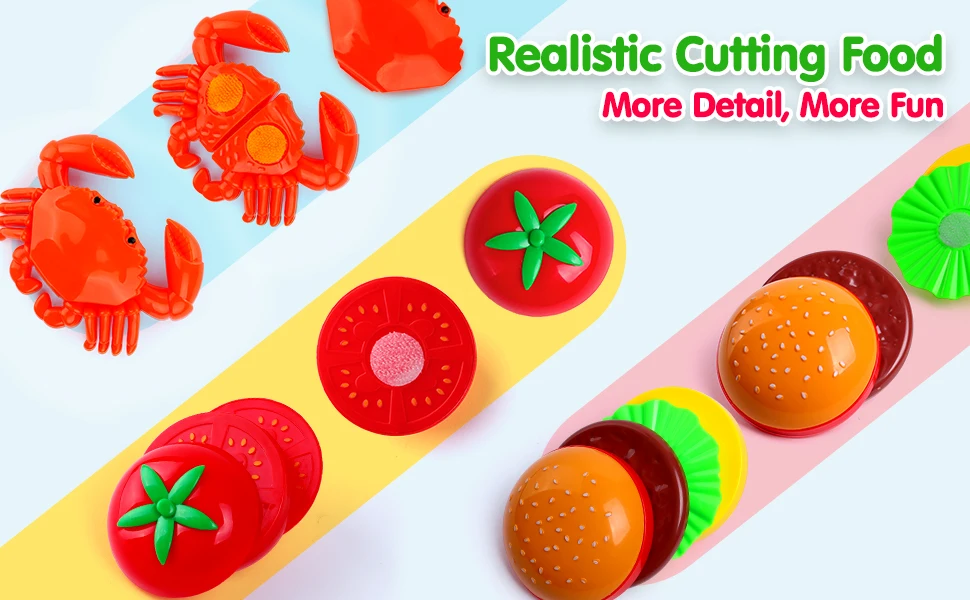 Food Toy Fruit Vegetable Seafood Pizza Hamber Cutting Toys Educational For Baby Gift Kids Toy