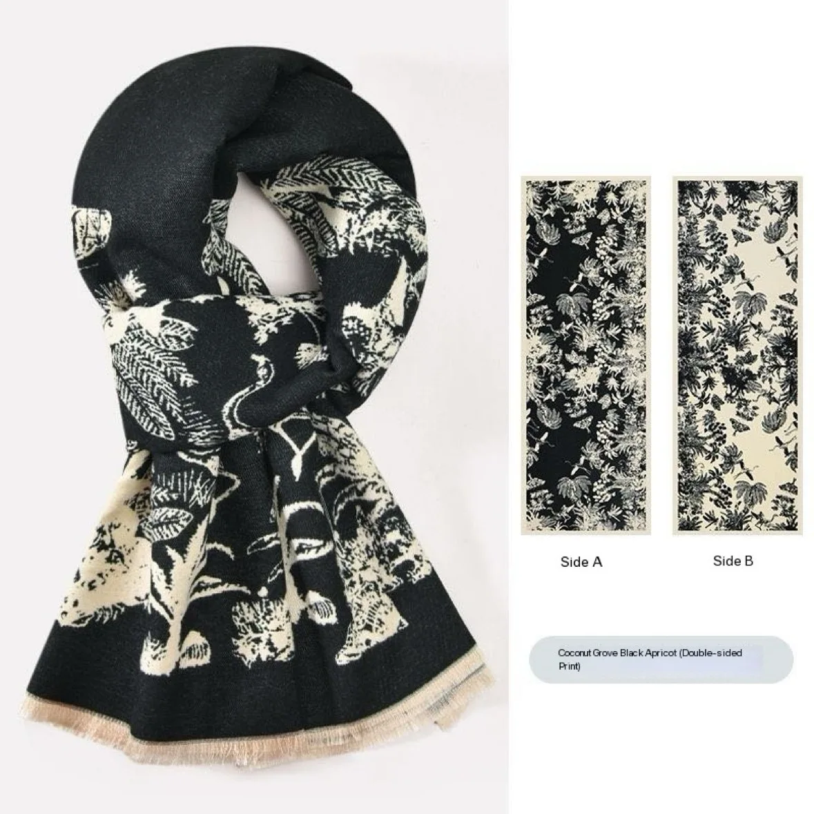 وشاح حبر مزدوج الجوانب جديد لعام 2025 للنساء شتوي سميك ودافئ متعدد الوظائف شال شتوي صندوق هدايا أساسي يأتي مع هدية