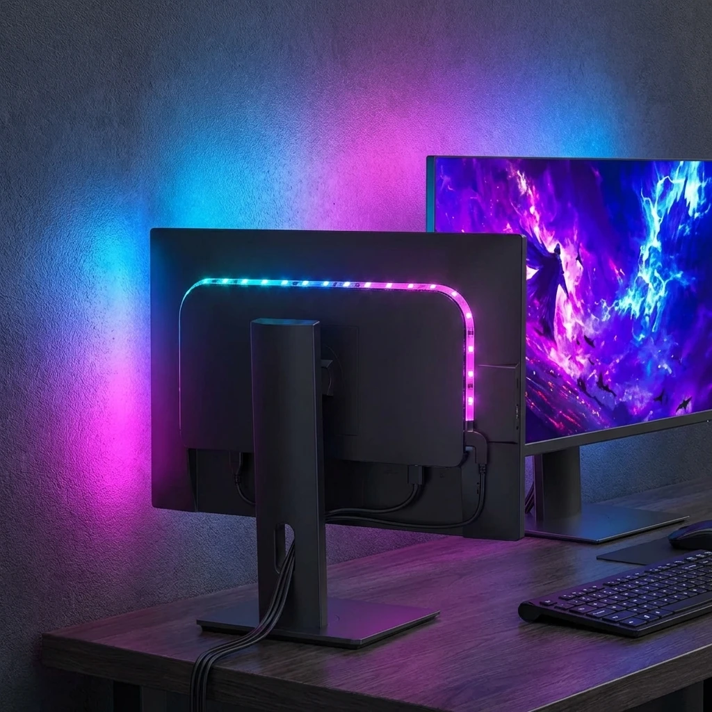 RGB Game Ambient Sync LED Light Strip Computer Monitor Display Backlight DIY Color Pickup Light Smart Gaming Room Decor