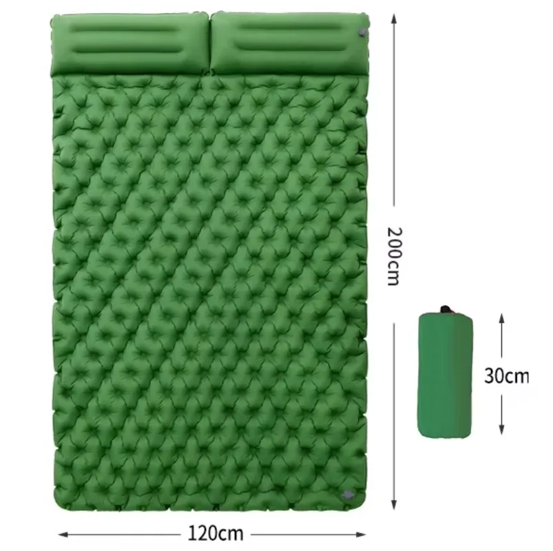Double Self-Inflating Camping Sleeping Pad with Pillow, Outdoor Portable Mat for Backpacking & Hiking