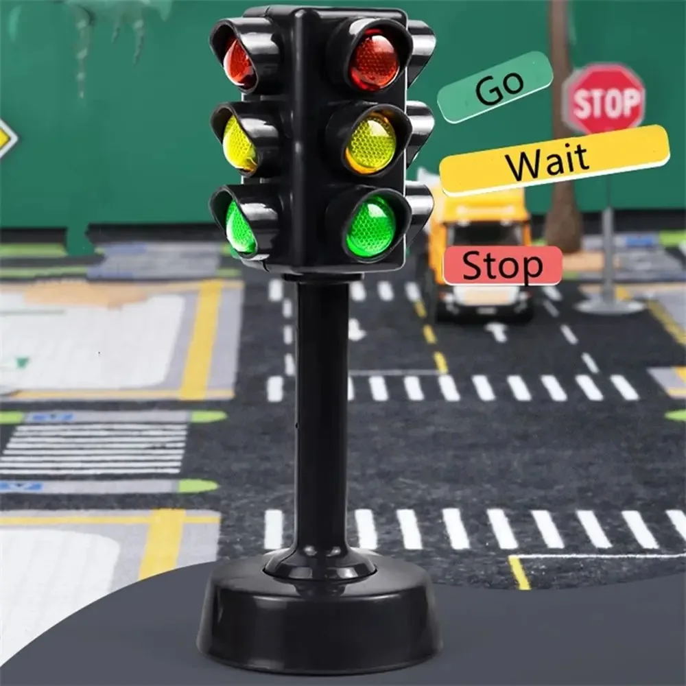 Mini Traffic Signs Road Light Block without Sound LED, Children Safety Education Kids\' Puzzle Traffic Light Toy, Kids\' Gift