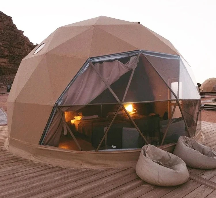 

Acome 6m Diameter Geodesic Dome Steel Structure Camping Tent House Glamping Round Dome Tent