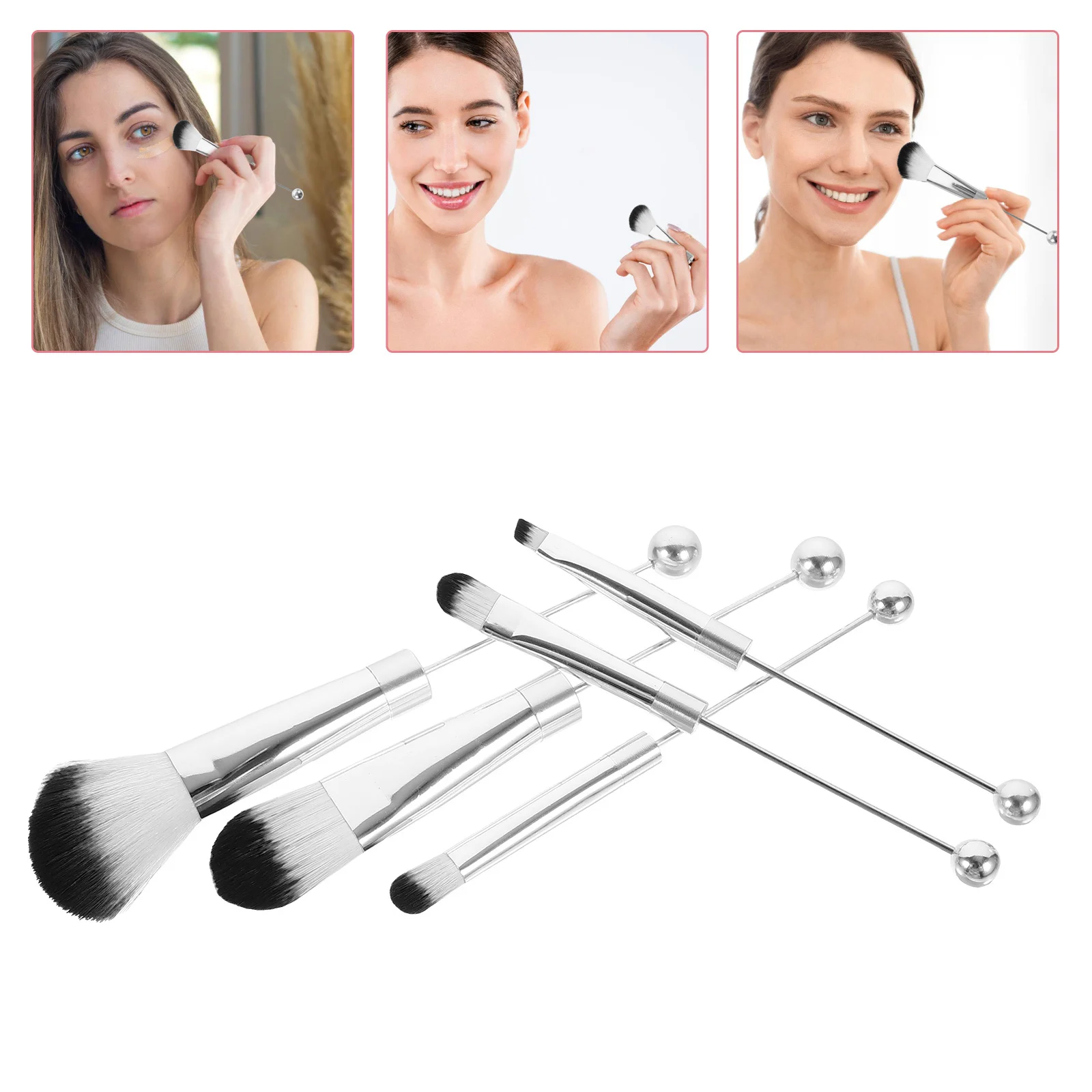1 set kit di pennelli per trucco setole morbide facile da pulire portatile da viaggio principianti manico lungo miscelazione viso ombretto applicatore in polvere