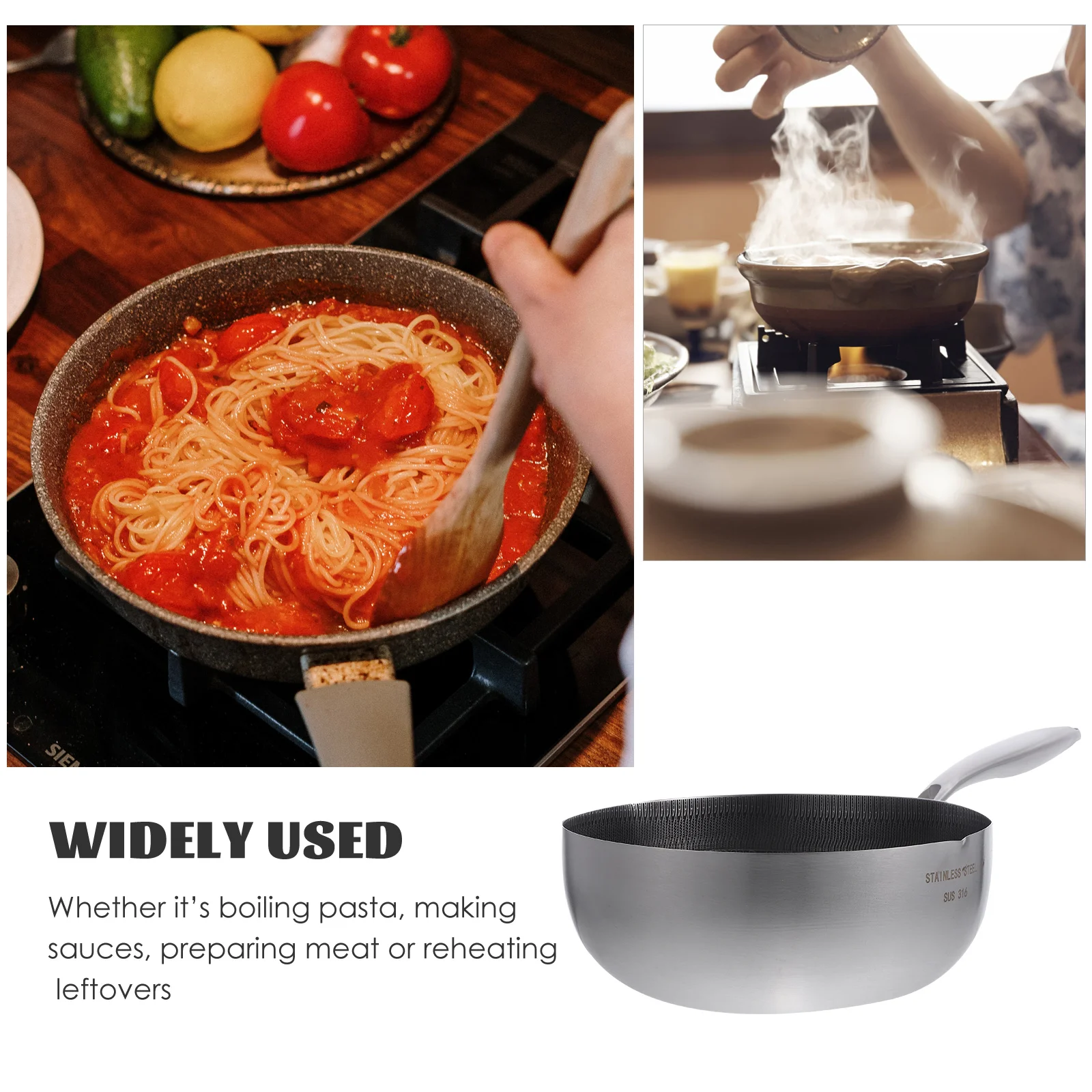 

No Cover Stainless Steel Wok Work Butter Cookware 304 Honeycomb Milk Boiling Pot