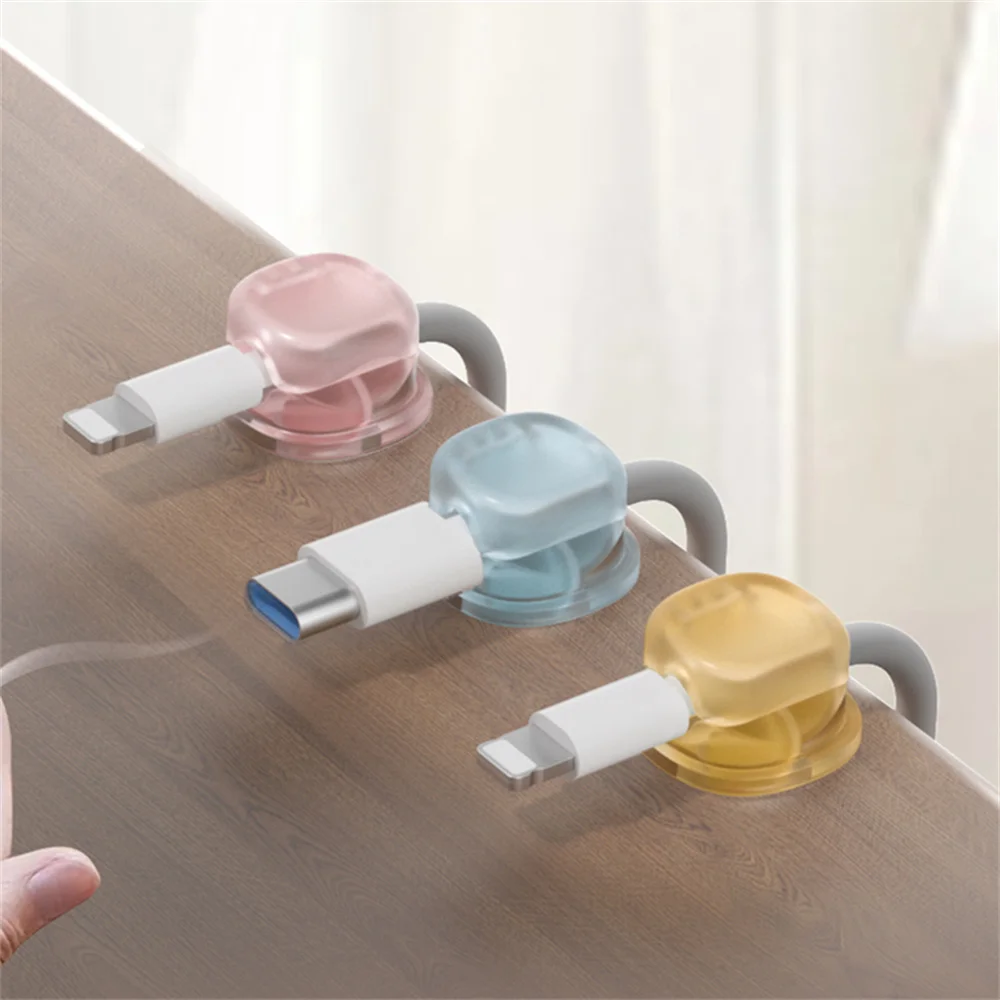 3 Transparent Color Magnetic Cable Organizer, Data Cable Holder, Desktop Phone Charging Cable, Charger Clip, Storage Tool