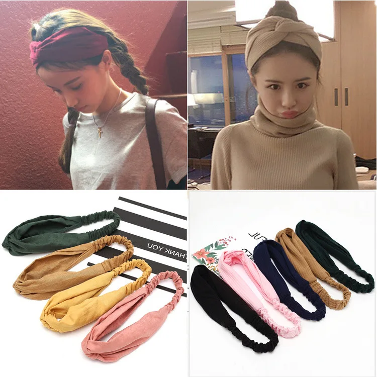 

Women scrunchie Summer Autumn Suede Headband Vintage Cross Knot Elastic Hair Bands Soft Solid Girls Hairband Hair Accessories