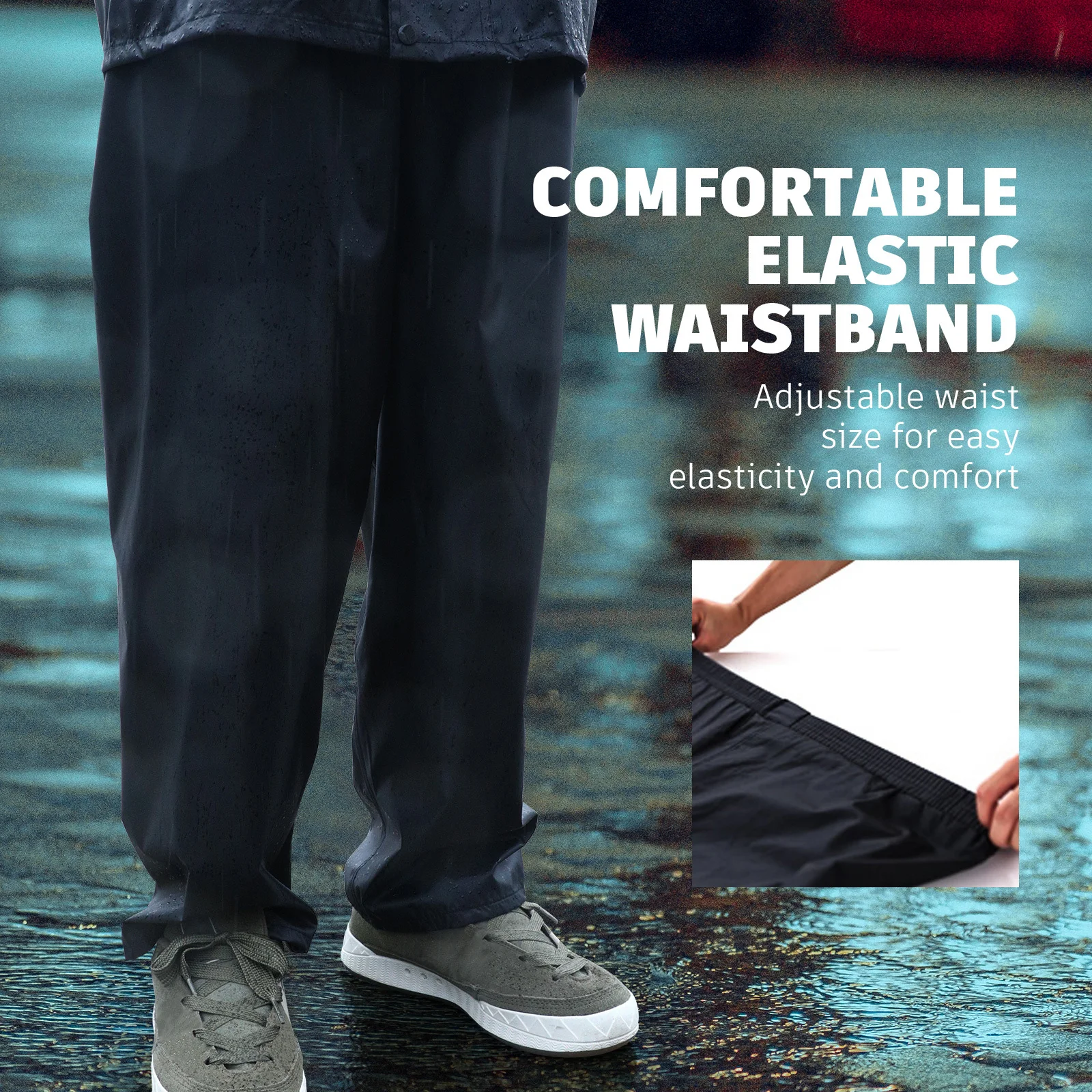 

1 set Double Layer Raincoat Suit Set Oxford Cloth Mens Womens Unisex XL Jacket Pants Transparent Hat Brim Waterproof Breathable