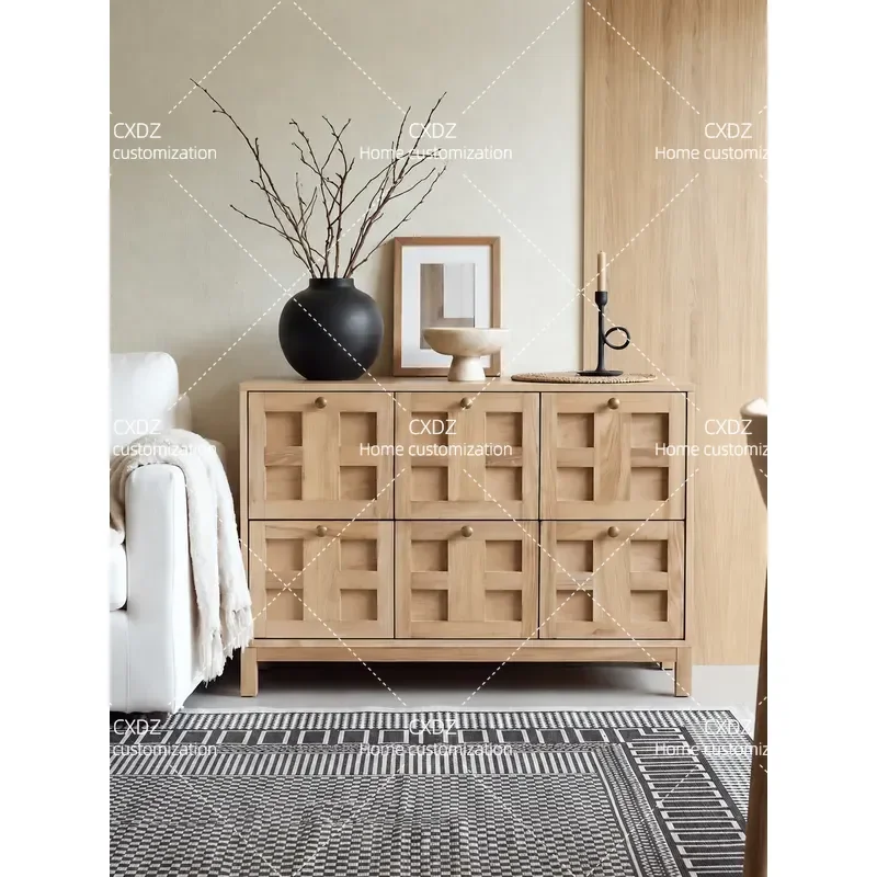 French Antique Solid Wood Chest Living Room Wall Cabinet Premium Dining Sideboard Bedroom Storage Locker