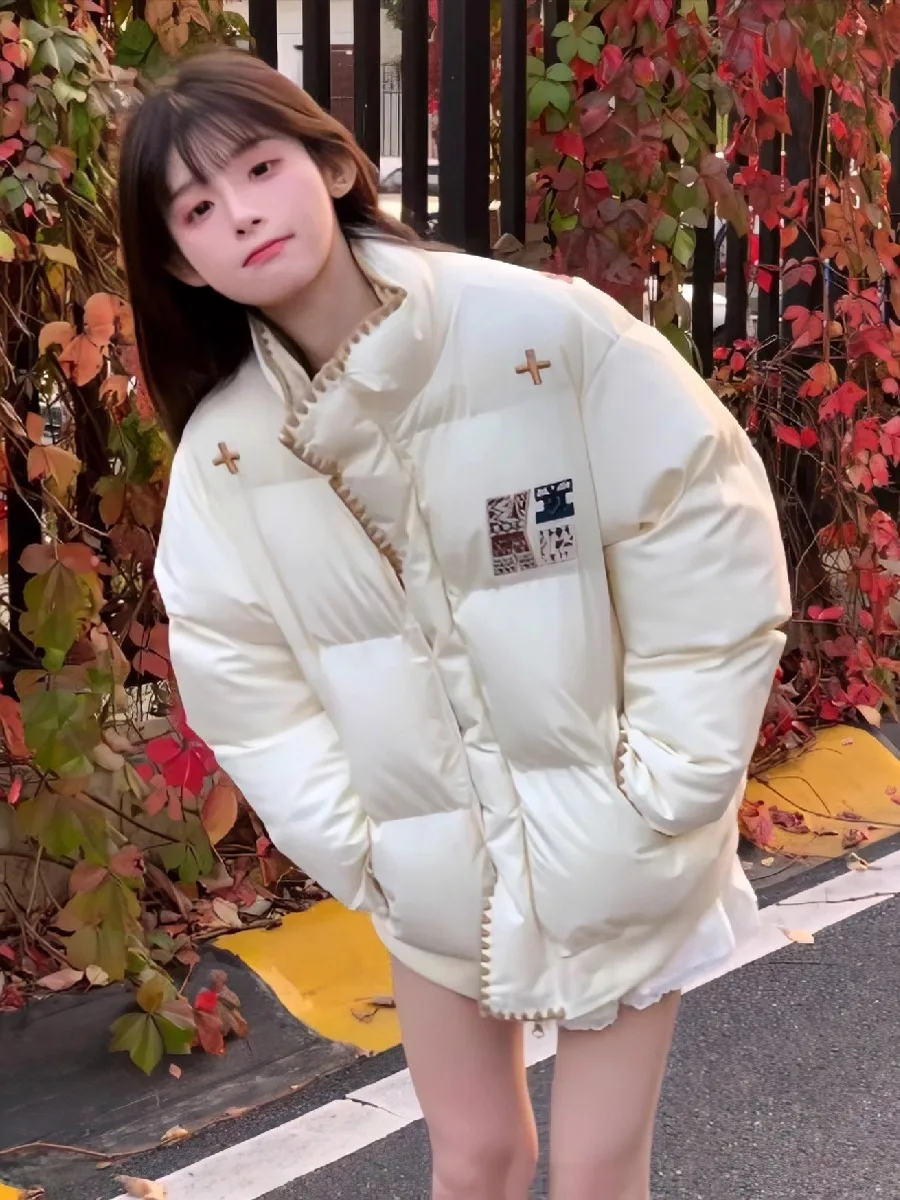 

China-Chic Fashion Design Embroidery Stand Collar Cotton Shirt Women's Winter New Style Western Style Thickened Loose Slim