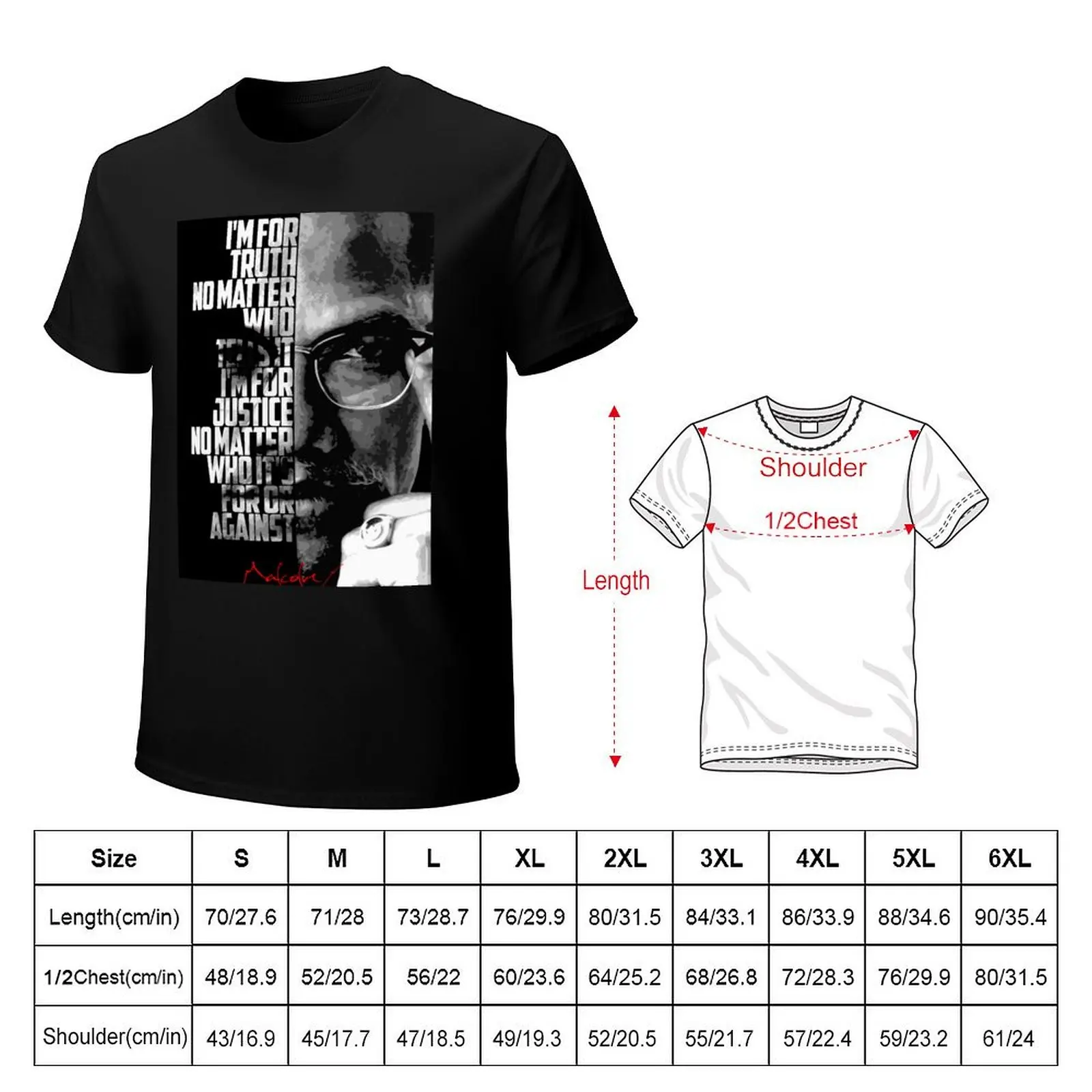 Black and white Malcolm X quote poster T-Shirt Mechanic Work Tee Shirt