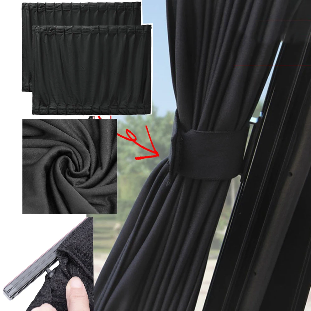 

2pcs 50cm Car Sun Shade Side Window Curtain Universal Auto UV Protection Accessories Foldable Heat Insulation Auto Curtain