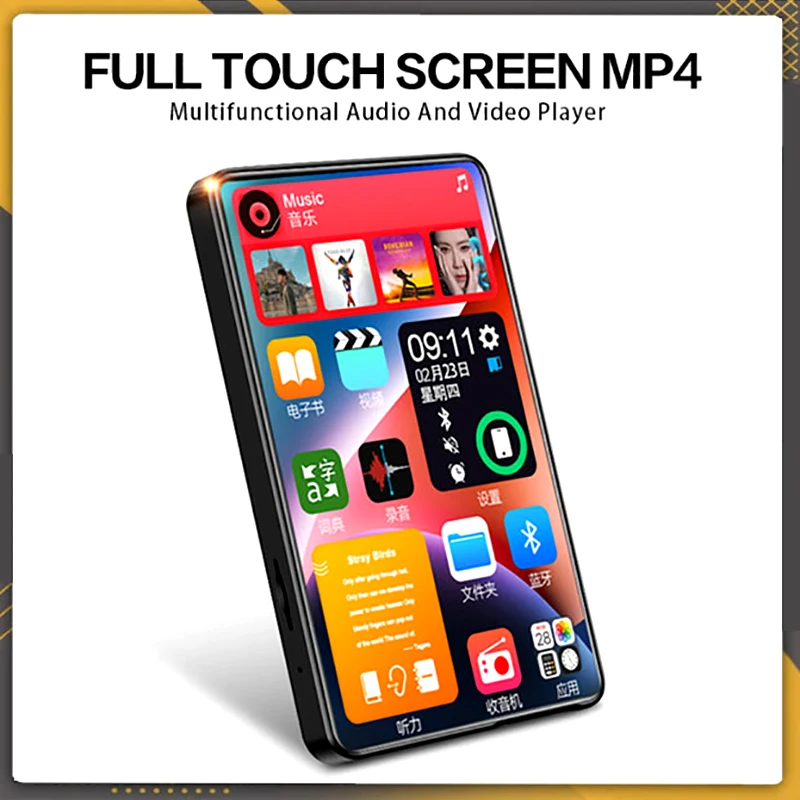 ใหม่ UI MP4 เครื่องเล่น MP3 เครื่องเล่นเพลง Bluetooth5.0 หน้าจอสัมผัส 16GB พร้อมลําโพง 1080P Ebook FM MP3 Audio Player16G-128G