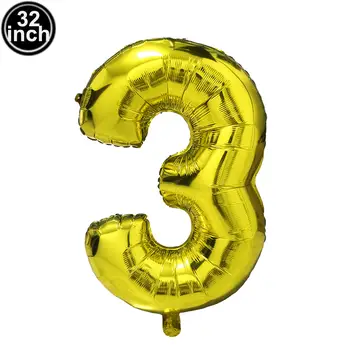 多色大號數字 3 氣球 32 英吋 1 2 3 4 5 6 7 8 9 生日球 紅色數字 單身派對氣球 人形 Golob 氣球 6 最佳銷售 3個氣球 - №1