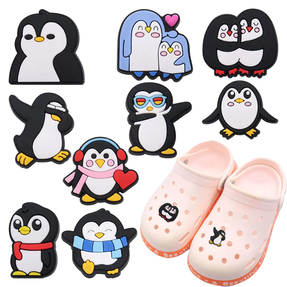 

New Arrival 1-9pcs Shoe Charms Cute Animal Penguin Duck Hamster Accessories PVC Shoes Decoration For Kids Birthday Present