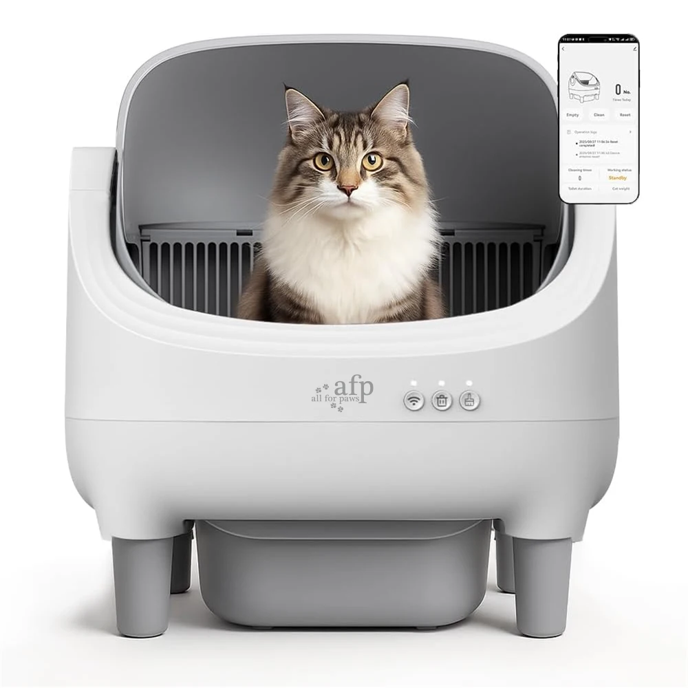 Quiet Smart APP Controlled Semi-automatic Cat Litter Box Odor-Free Open-Top Self-Cleaning Cat Toilet For Multiple Cats Home