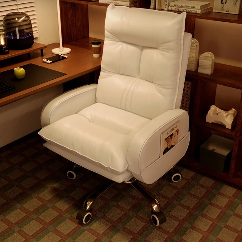 Designer Luxury Office Chair Comfortable Leather Office Chair High Back Computer Recliner Arm Chaise De Bureaux Home Furniture