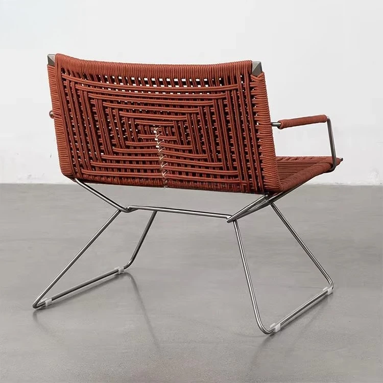 #Modern Patio Leisure Weave Rope Dining Chair Outdoor Garden Aluminum Frame Reclining Chair Furniture