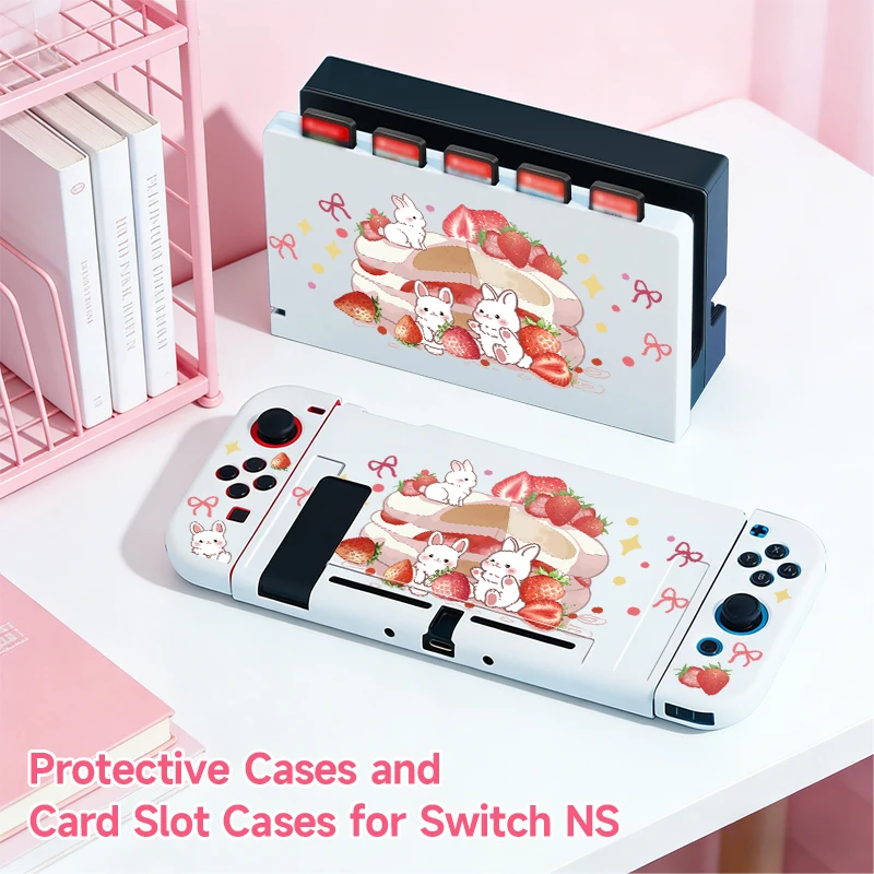 Kofferset für Switch NS/OLED, mit Kartensteckplatz-Schutzhülle, bietet Platz für 5-Spielkarten, schützt die Dock vor Kratzern und Staub.