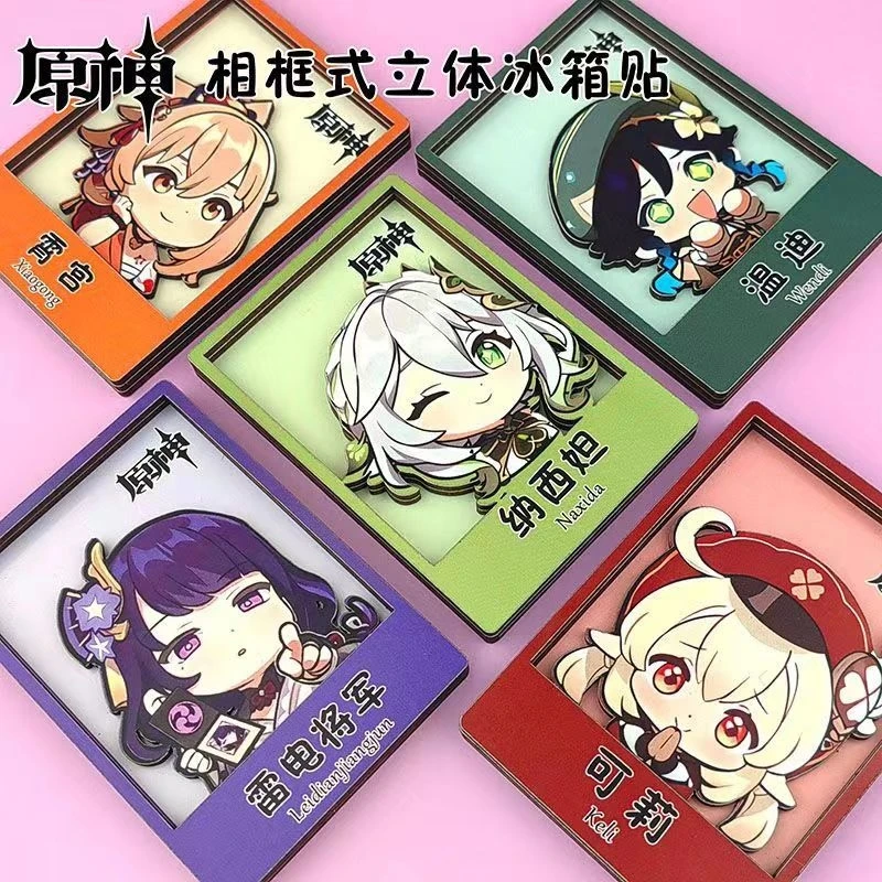 

Anime Genshin Impact Xiao Kaedehara Kazuha Diluc Cosplay Cute Wooden Fridge Magnets High Appearance Level Exquisite Delicacy