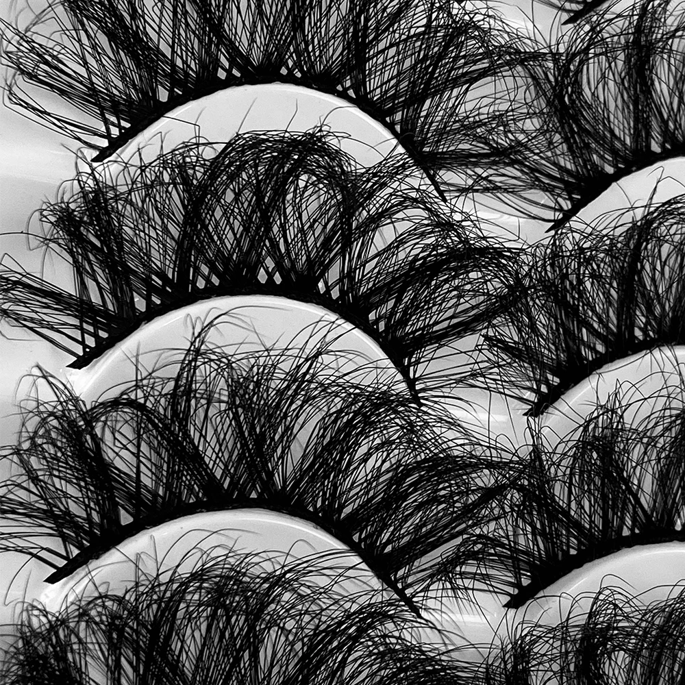 5 Pairs 25mm 8D Mink Lashes Bulk Fluffy Natural False Eyelashes Thick Dramatic Faux Mink Eyelashes