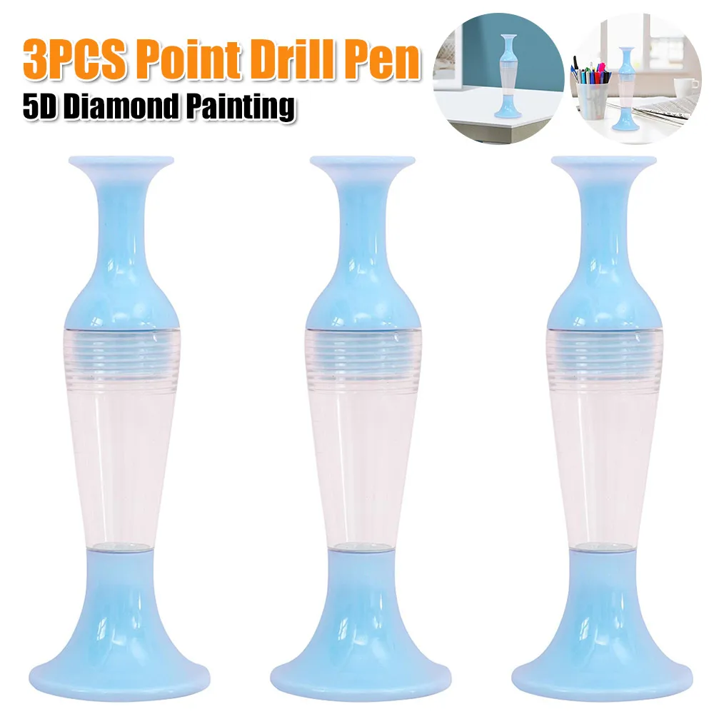 3-6pcs 5D Diamond Mosaic Point Drill Pen Vase Shape Diamond Embroidery Cross Stitch Accessories Dotting Rhinestone Pen