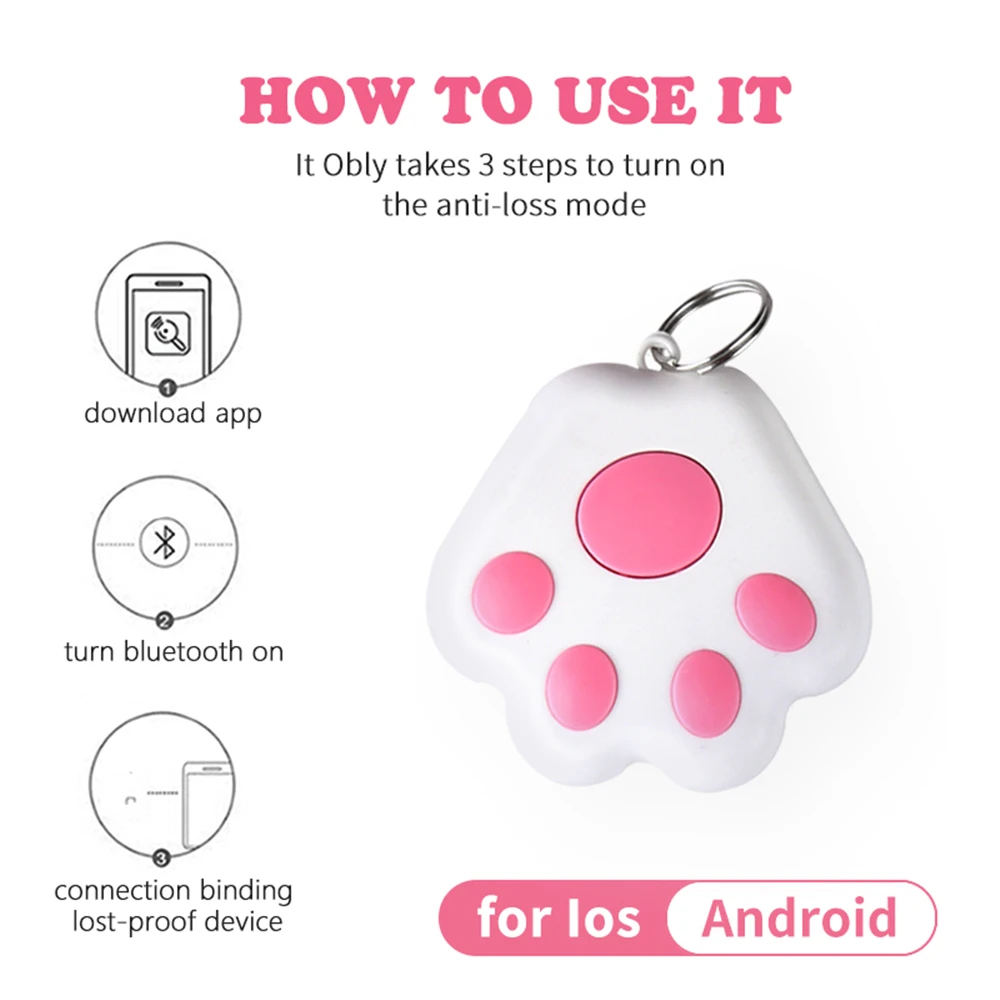 Mini Dog GPS Bluetooth 4.0 Tracker Anti-Lost Device Round Anti-Lost Device Pet Kids Bag Wallet Tracking Smart Finder Locator