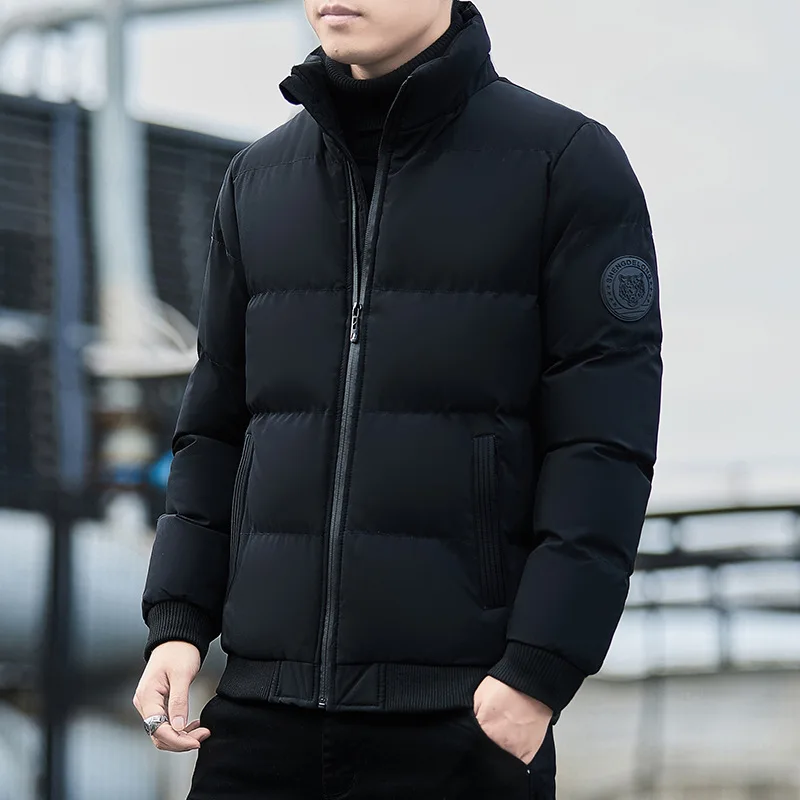 

Men's Winter Padded Jacket Handsome Thickened Windproof Warm Standing Collar Quilted Coat Fashion Casual Down Cotton Jacket