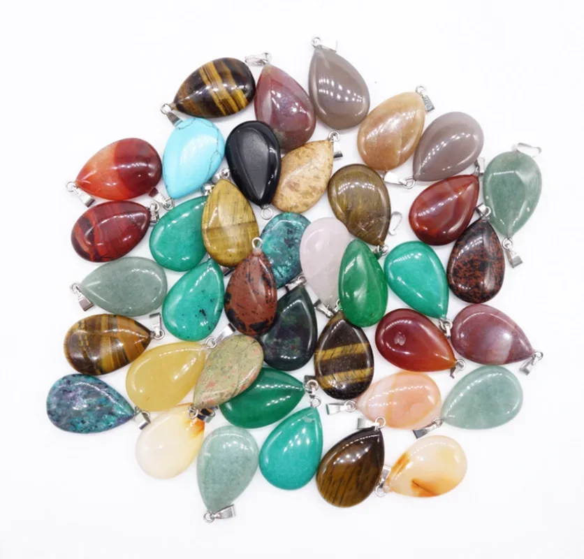 1pcs Charms natural crystal stone necklace teardrop pendant