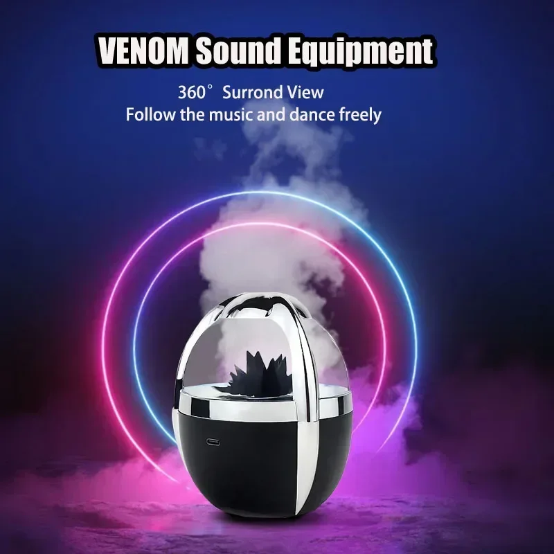 New Venom Ferrofluid Speaker Bluetooth 5.0 Dancing Ferrofluid Wireless Speaker with 4-Color Adjustable Light Desktop Subwoofer